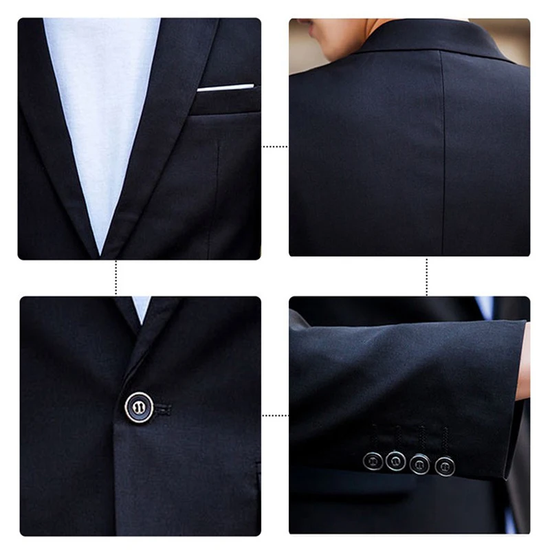 Men Blazers Sets 2 Pieces Wedding Elegant Formal 3 Suits Full Business Korean 2023 Pants Blue Coats Jackets Luxury Free Shipping images - 6