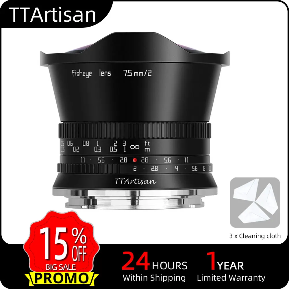 TTArtisan 7,5 мм F2 APS-C Большая диафрагма объектив рыбий глаз для Sony E Fuji X Panasonic L M43 Nikon Z Canon R Mount Cameras Lente