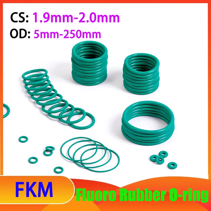 

Фторорезиновые уплотнительные кольца CS 1,9 мм/2,0 мм зелёные 5-250 мм