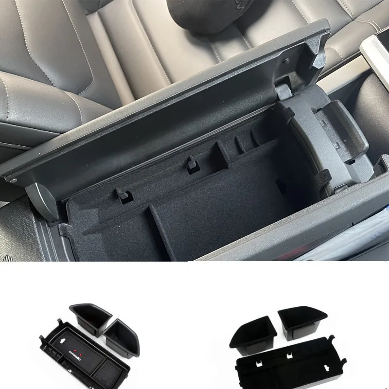 

For Citroen C5X 2021-2023 Accessories ABS Plastic/Plant Fluff Car Central Console Storage Box Car Front Door Armrest Storage Box