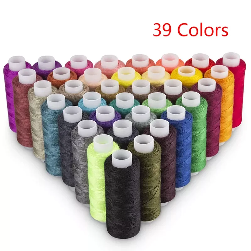 

39 Colors 100% Polyester Yarn Sewing Thread Roll Machine Hand Embroidery 150 Meter Each Spool Durable For Home Sewing Kit