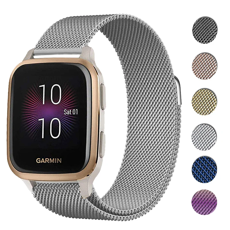 

20mm Metal Bracelet For Garmin Venu Sq Watchband Stainless steel Magnetic loop For Garmin Venu 2 plus / Vivomove Sport HR Strap
