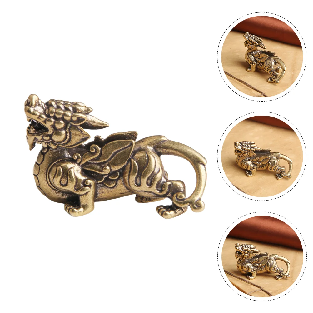 

Statue Figurine Kylin Sculpture Wealth Brass Decor Prosperity Good Yao Pi Qilin Animal Chinese Dragon Ornament Luck Fengshui