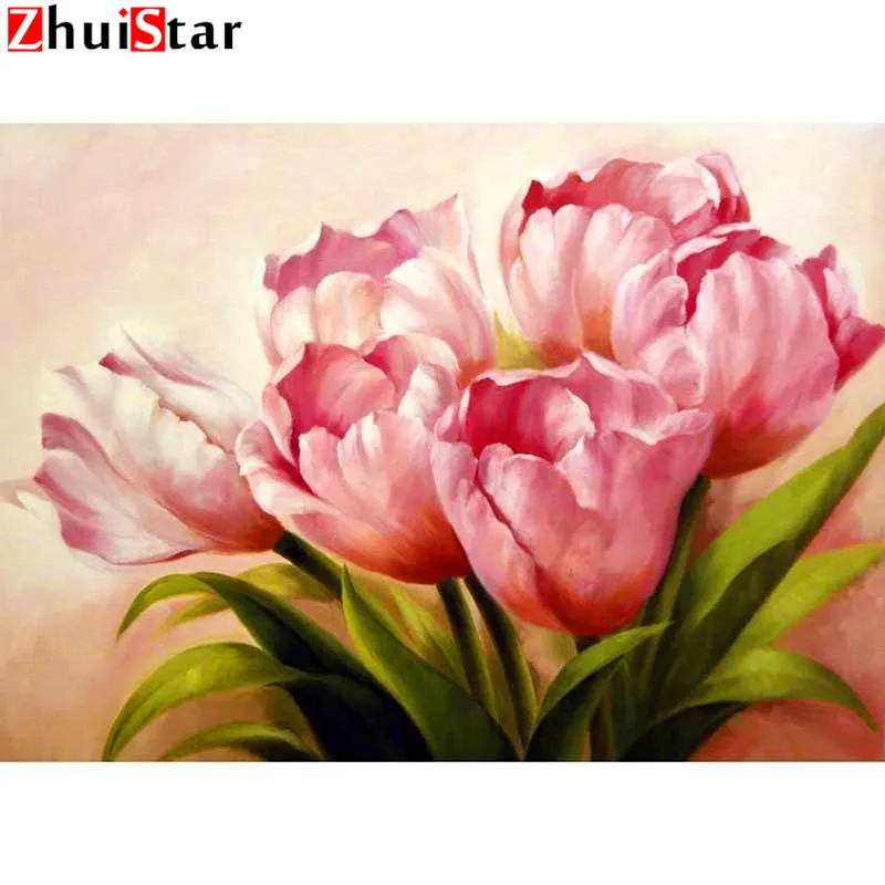 

Diamond Painting Full Square Tulip Flower Mosaic Home Decor Picture Of Rhinestones Embroidery Diamond Scenery Art WHH