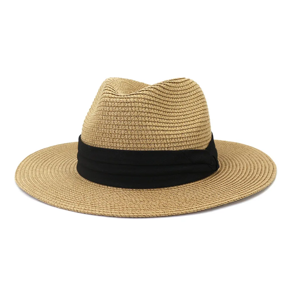 

Classic Men Fedoras Summer Panama Straw Hats Women High Quantity Beach Seaside Sun Protection Vacation Jazz Caps