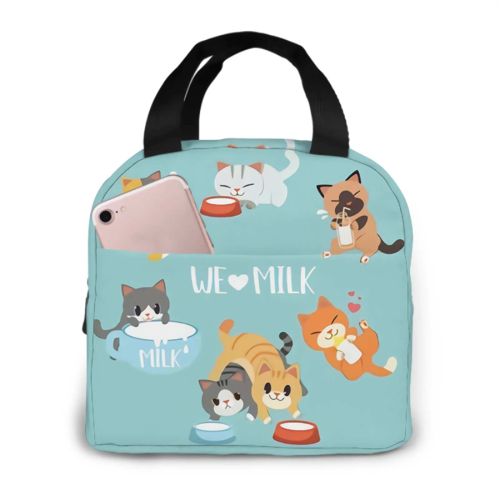 

About Cat And Milk For Content Insulated Lunch Bag lunch box containers for Women Men Shopping Office，School，Picnic