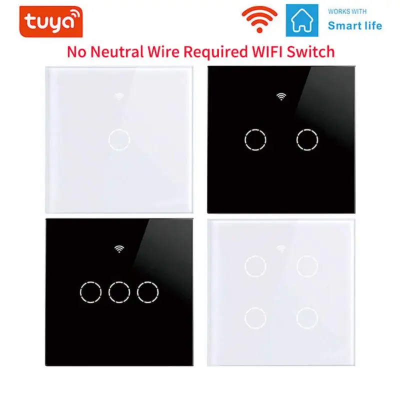 

NEW WiFi Smart Light Switch No Neutral Wire Single Fire Smart Life Tuya App Control Works With Alexa Google Home 110V 220V
