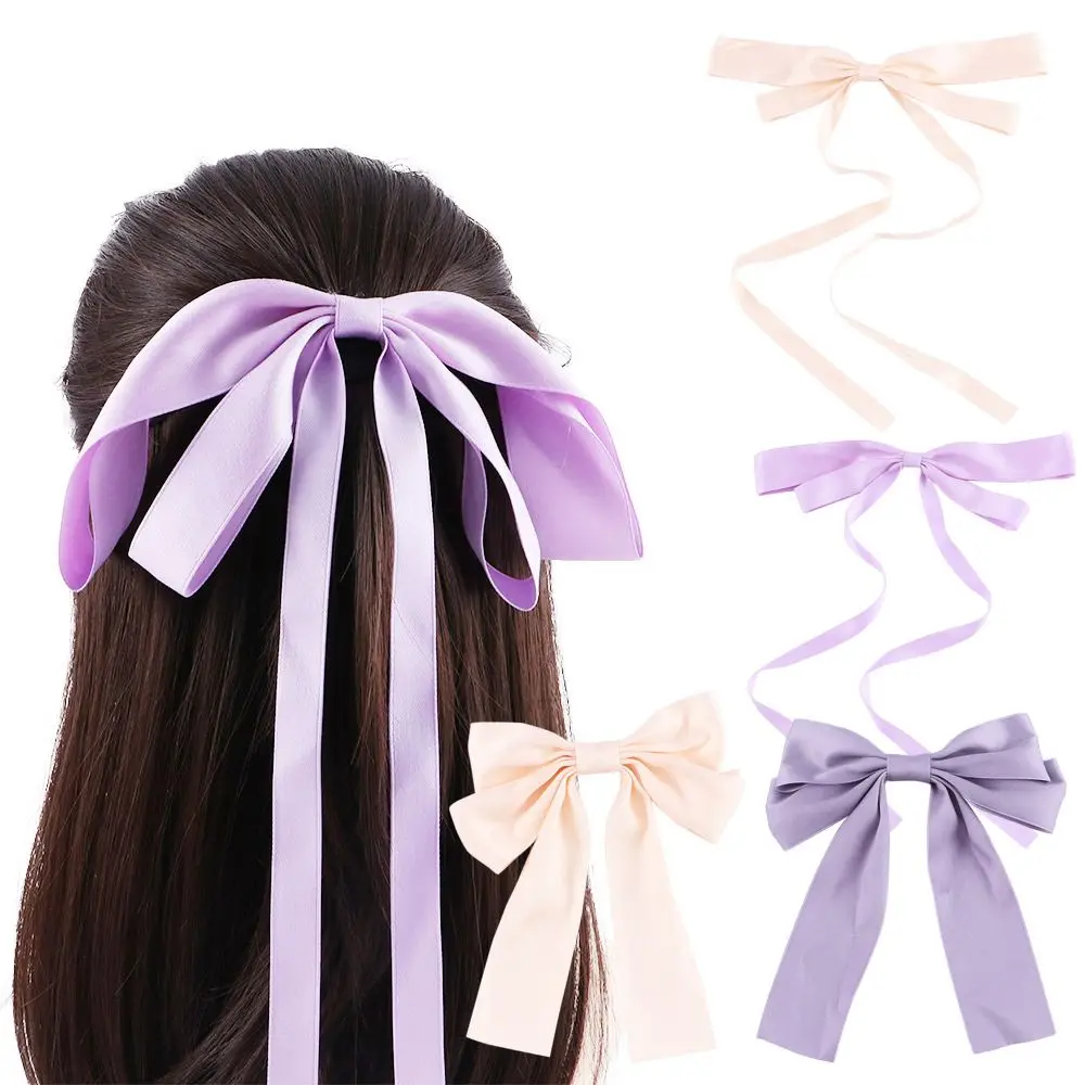 

Cute Bow Spring Girls Spring Clip Very Peri Headwear Purple Hair Clip Korean Style Hairpin Female Hair Accessories