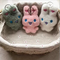 new year of the rabbit mascot three color cute bunny plush toy doll key ring pendant for christmas gifts 10cm