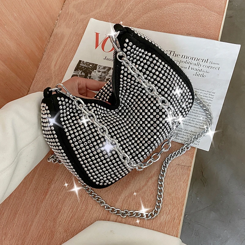 

2022 New Luxury Fashion Women Shoulder Messenger Bag PU Leather Handbag Casual Trend Chain Crossbody Bags Small Diamond Tote