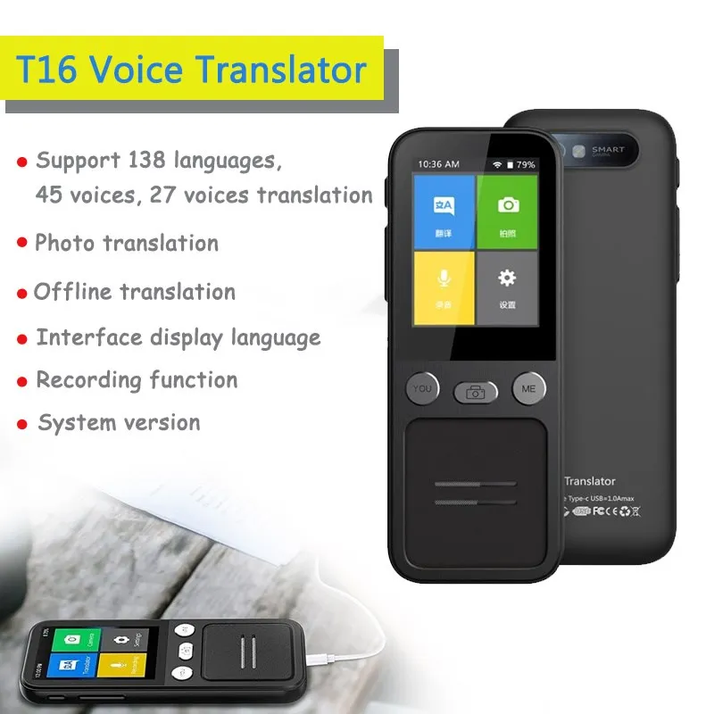 

138 język tłumacz T16 inteligentny VoiceTranslator w czasie rzeczywistym wielojęzyczny mowy interaktywny Offline podróże