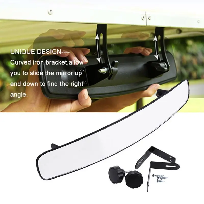 

1 Set 16.5inch Rear View Convex Golf Cart Mirror Fit for Ez Go Club Car 180 Degrees Wide Angle Panoramic