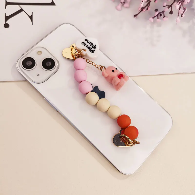 

Mobile Phone Wristband Lanyard Hand-beaded Chain Cute Bear Pendant Pendant Short Mobile Phone Shell Universal Anti-lost Women's