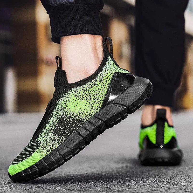 2023 New Men Running Shoes Breathable Knit Sneakers Men Sport Trainers Comfortable Walking Shoes Men Sneaker Slip On Men's Shoes