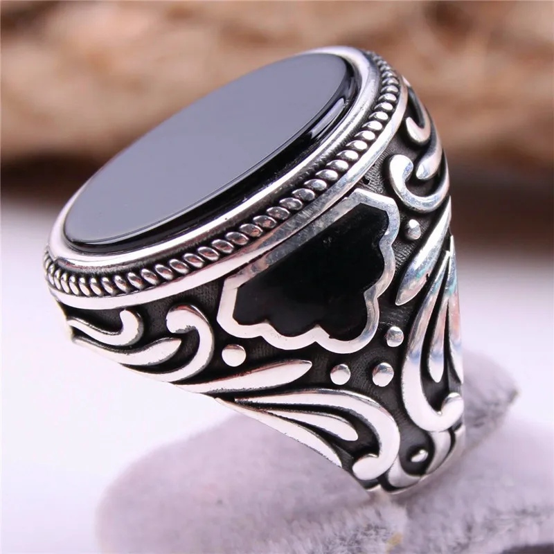 

Simple Vintage Pattern Oval Men's Ring Classic Punk Style Party Jewelry Accessories Boyfriend Gift