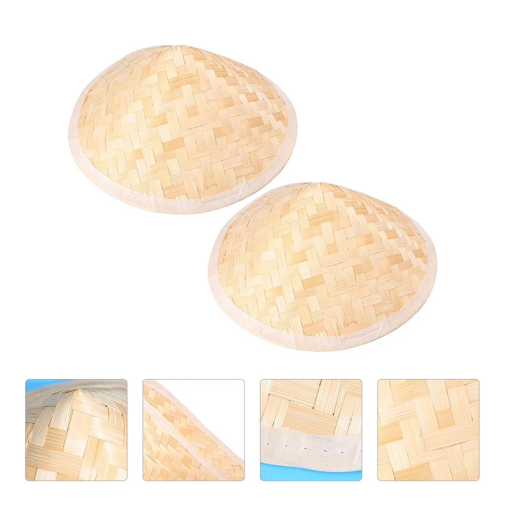 

2pcs Chinese Hat for Kids Traditional Chinese Coolie Hat Summer Hat