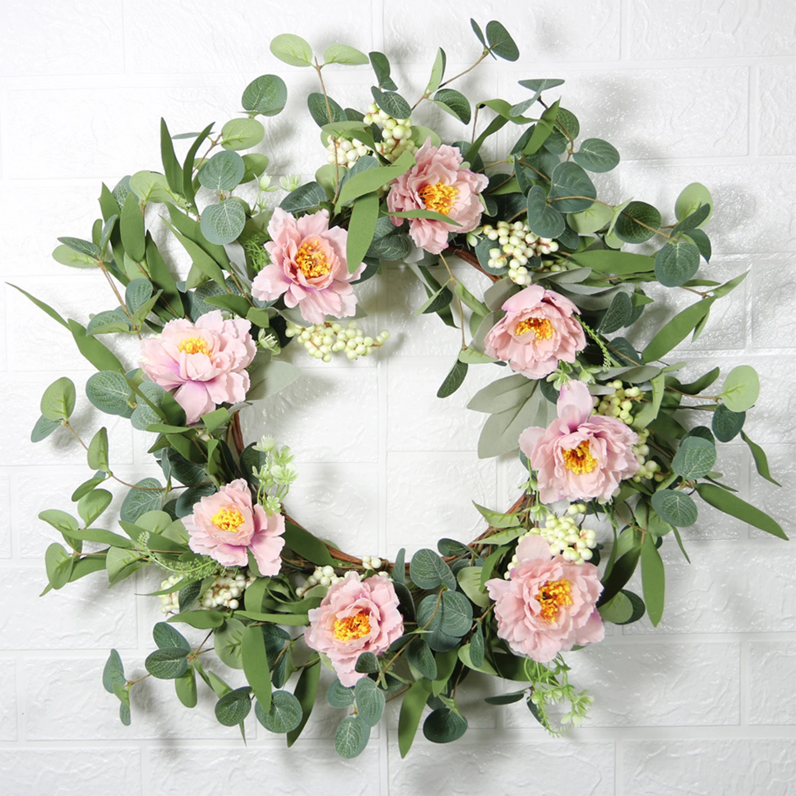 

Кольцо-гирлянда из ротанга с искусственным пионом, 55 см