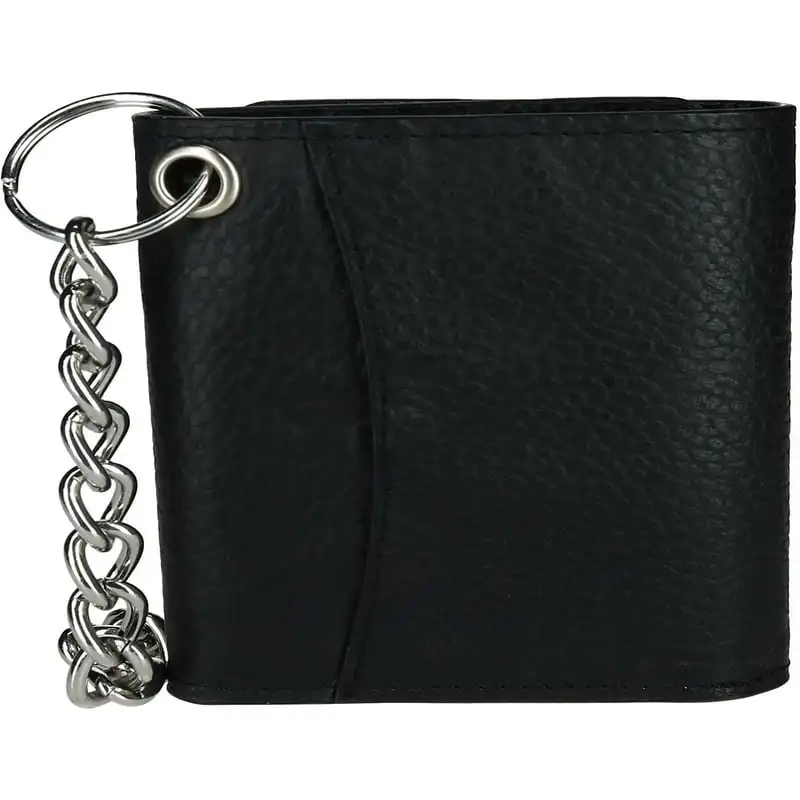 

Pebble Grain Leather RFID Trifold Chain Wallet (Men)