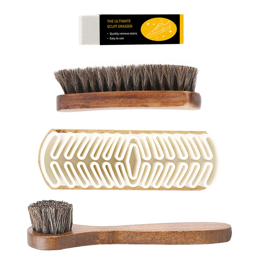 1 Set Horsehair Shoes Brushes Care Clean Daubers Applicators Horsehair Shoe Brushses Polishing for Shoes Care