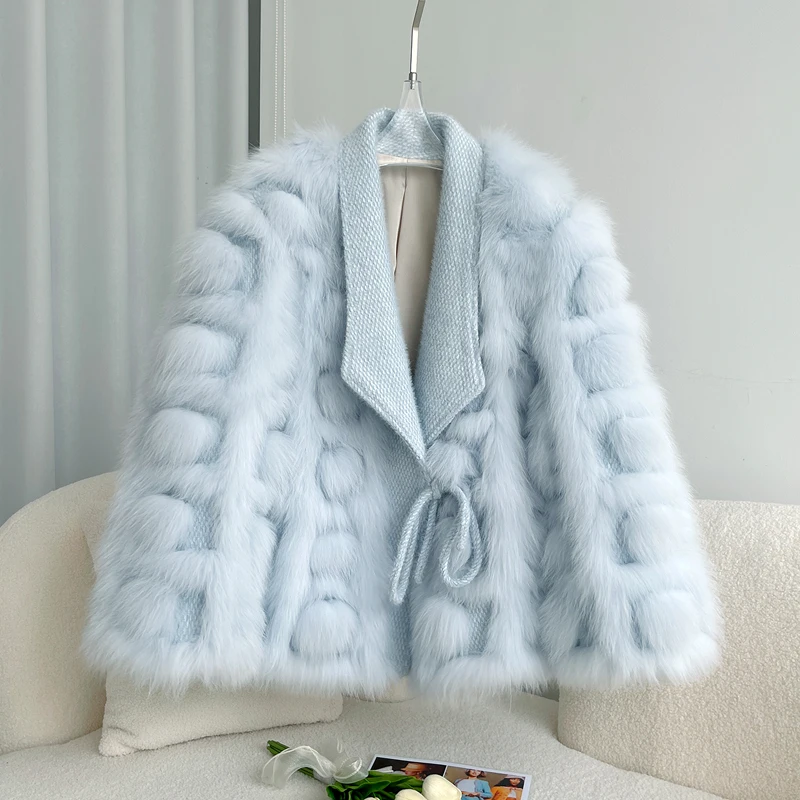 Niche Design Imported Fox Fur Fur Coat Women's Winter New Young Fashionable Knitted Cardigan