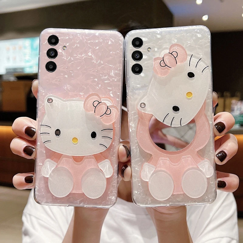 

Cosmetic Cute Makeup Mirror Phone Cases For Samsung Galaxy A54 A71 A72 A72 4G 5G A73 A70S A70 A60 A53 Protection soft Back Cover