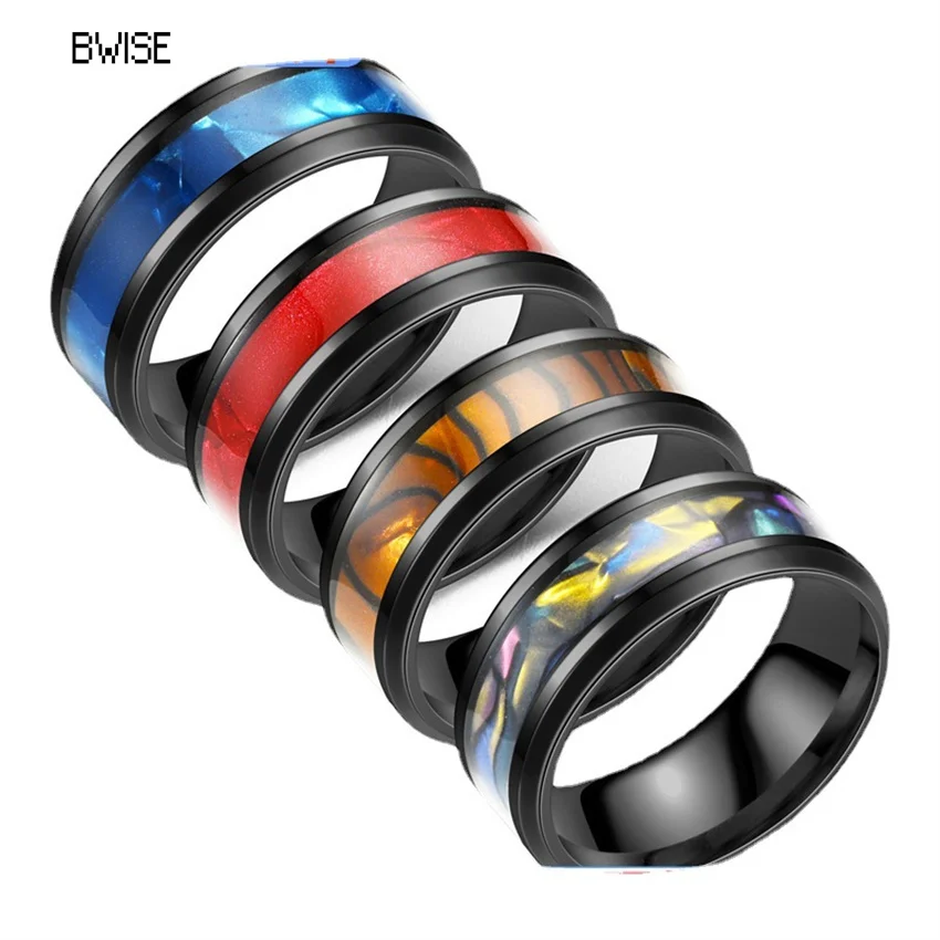 

Кольцо из нержавеющей стали с черным градиентом, 8 мм