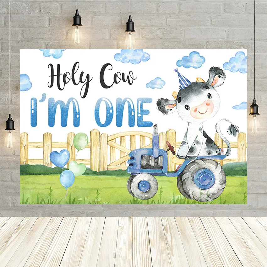 

Mehofond Tractor Farm Girl's1st Birthday Party Backdrop Photography Holy Cat Background Props Photo Wallpaper Banner Photozone