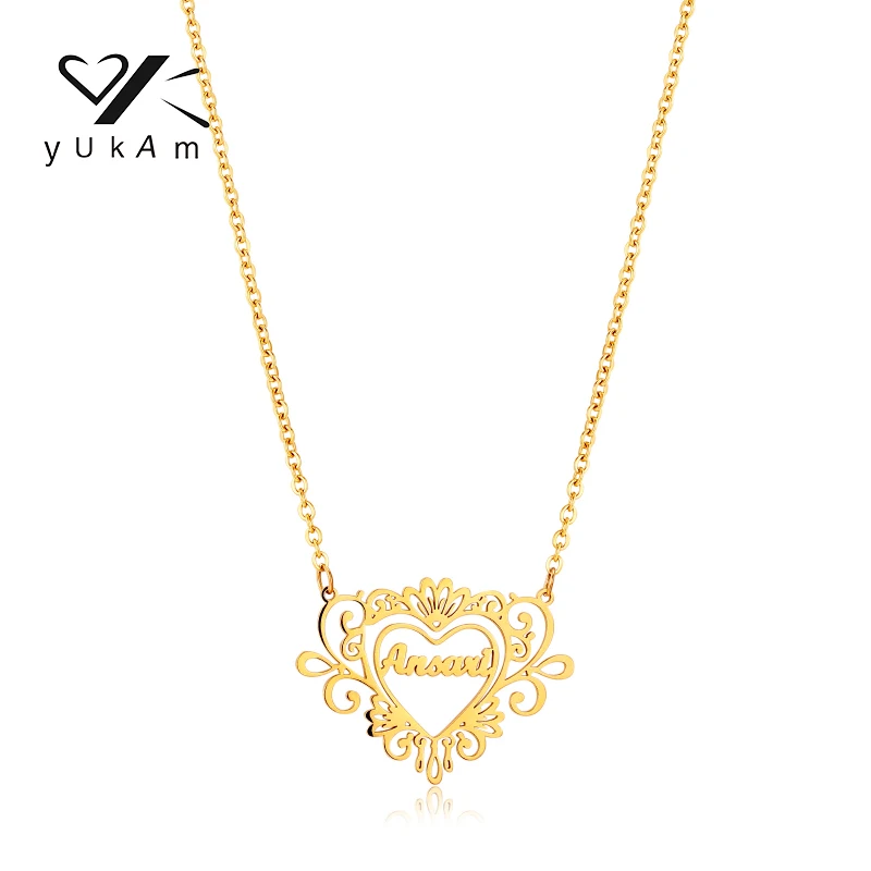 YUKAM Princess Style Steel Necklace Trendy Women's Custom Name Special Necklaces Customized Gifts Personalized Aesthetic