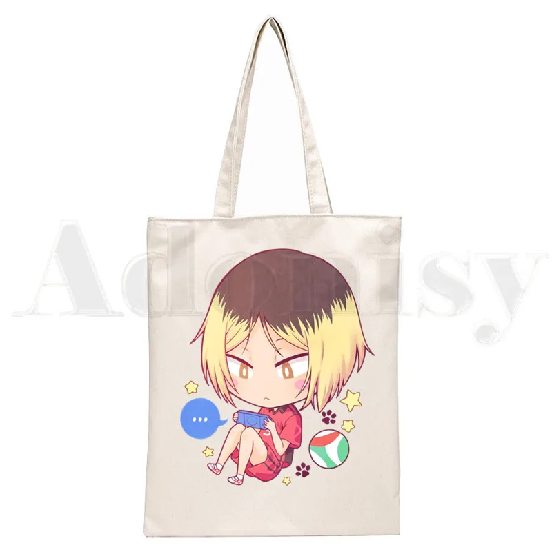 Kozume Kenma Haikyuu!! Nekoma High School Kuroo Handbags Shoulder Bags Casual Shopping Girls Handbag Women Elegant Canvas Bag