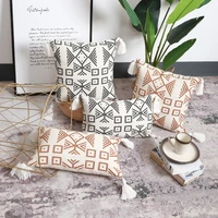 cushion cover 45x45cm light luxury geometric jacquard embroidery tassel for sofa living room bedroom home decoration pillow case