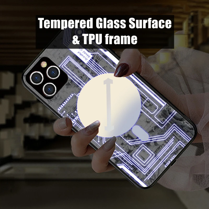 Luxury Voice Sensing LED Light Glowing Circuit Phone Case for VIVO X50 X60 X70 X80 X90 IQOO 8 9 10 Pro Plus  Luminous Protector