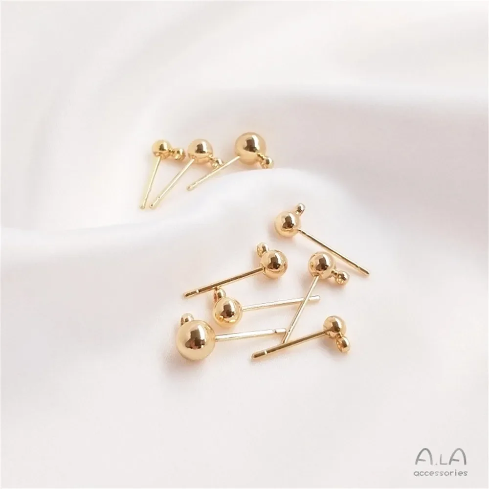 Серьги-гвоздики с золотым шариком 14 к