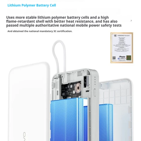 vivo 45 Вт FlashCharge Power Bank 20000 мАч Большая емкость Быстрая зарядка Power Bank Встроенный кабель Оригинальные портативные зарядные устройства CCC