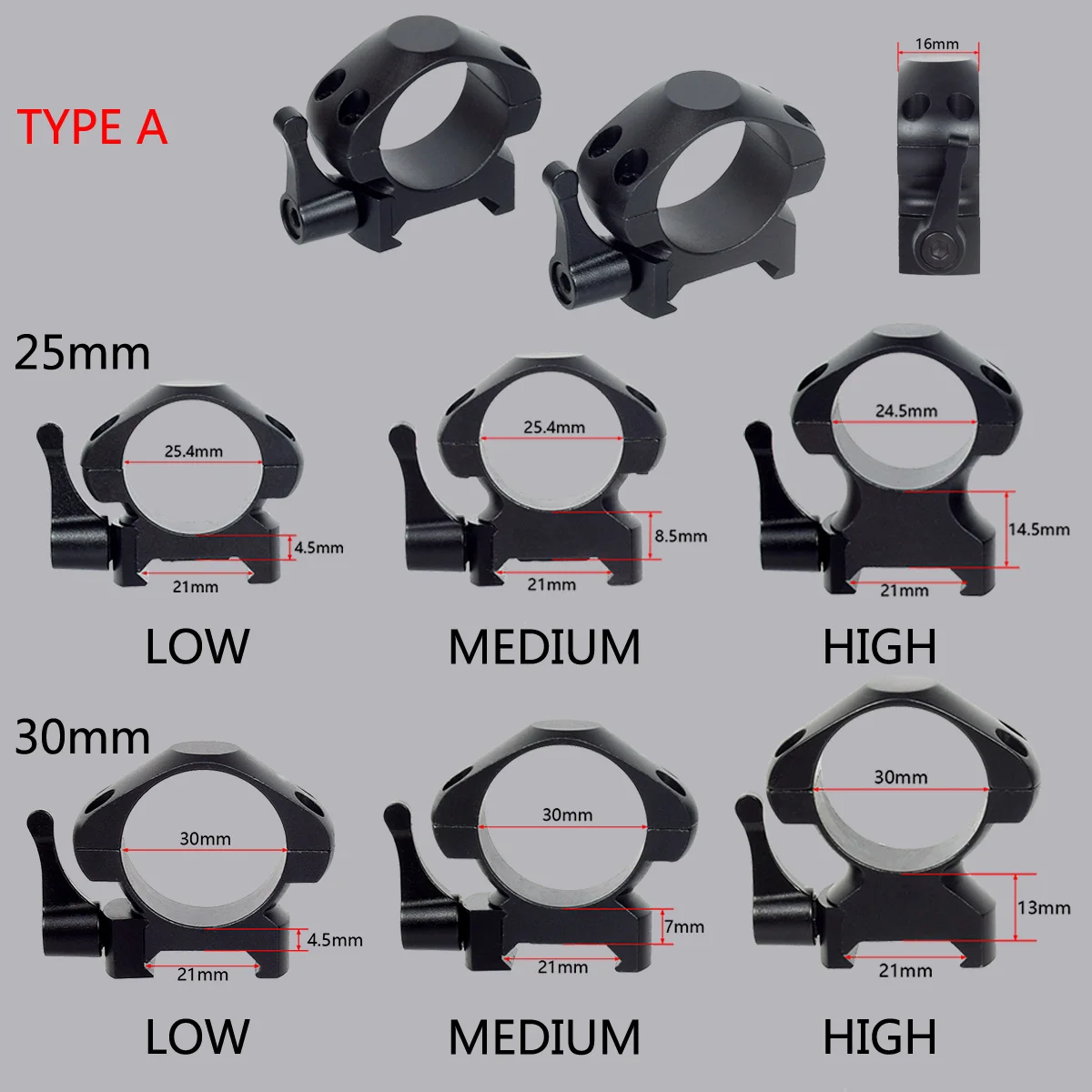 

Тактические стальные быстросъемные кольца для охотничьего прицела, 2 шт./комплект, 25,4 мм, 30 мм