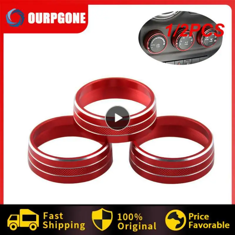 

1/2PCS Red Car Interior Multimedia Decoration Ring Knob Trim Cover For Infiniti Q50 2014-2019 4.3cm Multimedia Knob Decoration