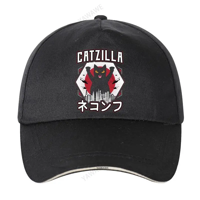 

Classic Catzilla Baseball Caps Men Cotton Japanese Sunset Style brand hat Cat Kitten Lover Boyfriend Caps Casual Solid Sunhat