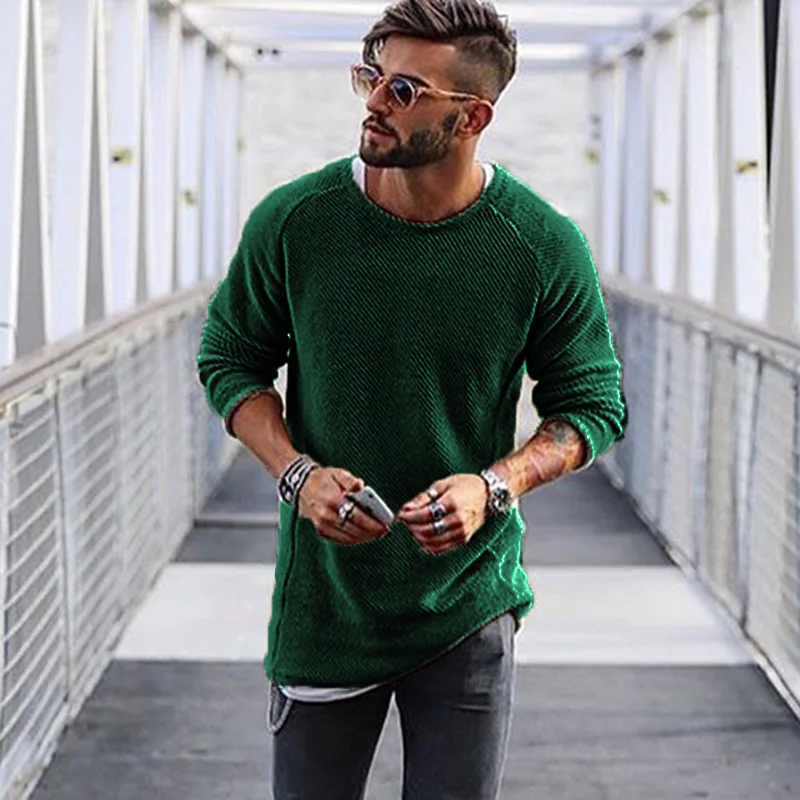 Spring and Autumn Men's Top Long Sleeve Popular Men's T-Shirt Round Neck Long Sleeve Underlay Sweater Mens Clothing