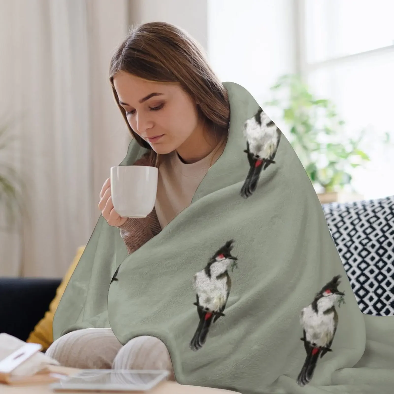 Фланелевое одеяло с рисунком птицы