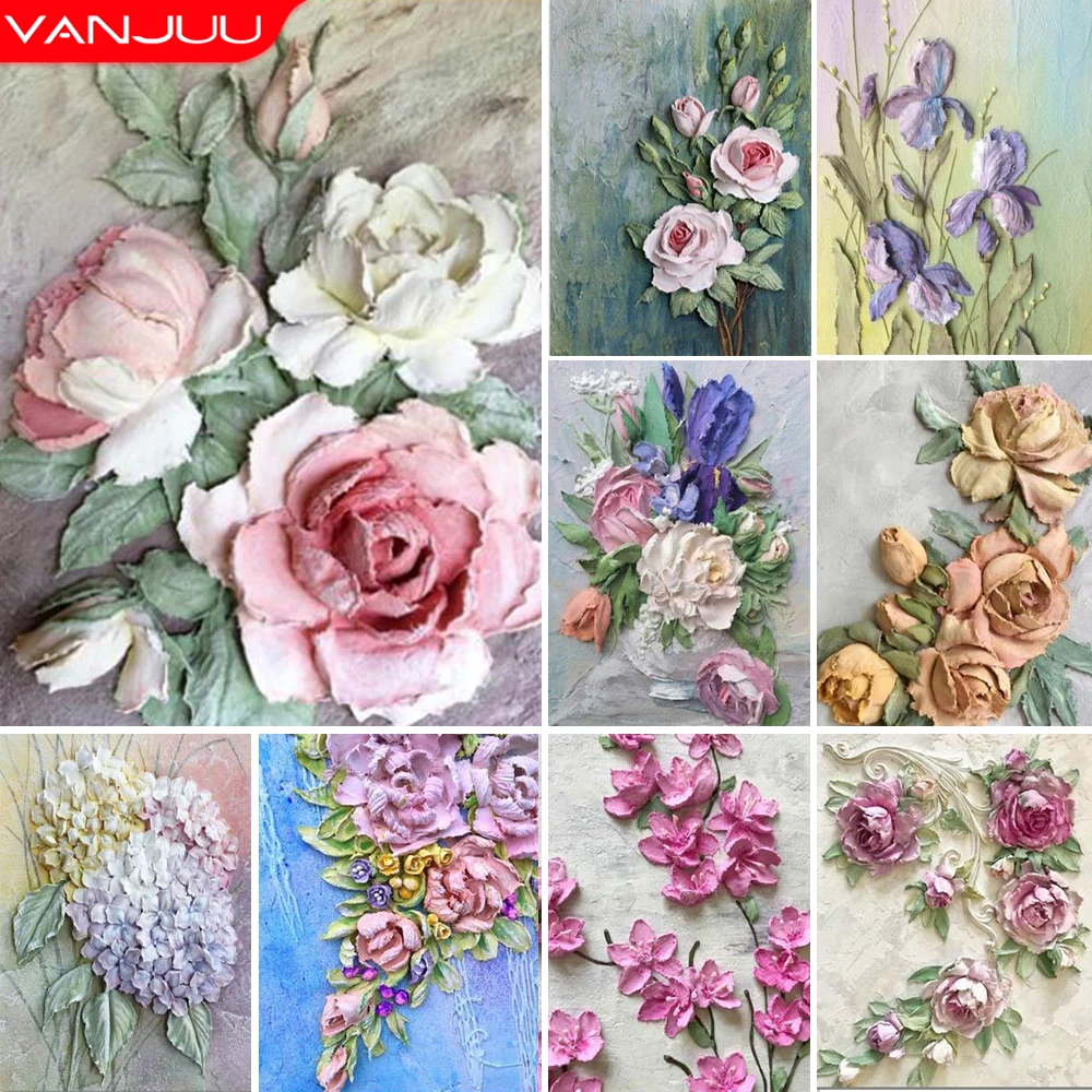 

Rose Peony Diamond Painting 5D Flower Diamond Embroidery Full Square/Round Rhinestone DIY Handcraft Home Decor