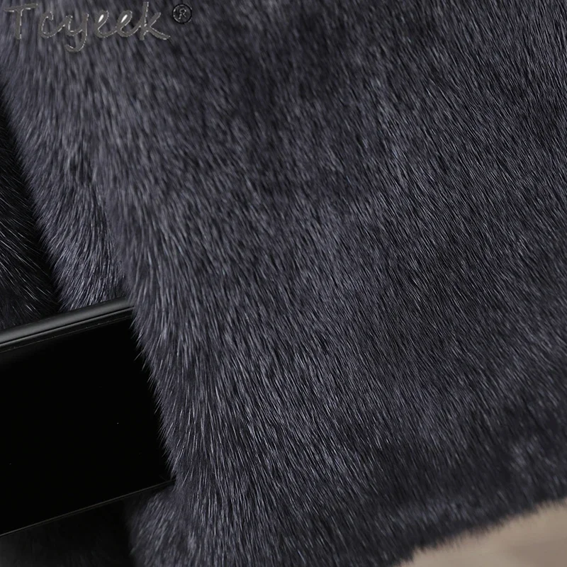 Tcyeek пальто из натурального норкового меха теплая зимняя куртка цельной норки