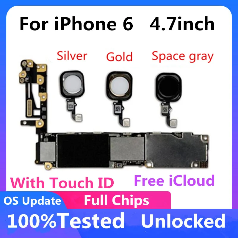 Logic Board for iPhone 6 Plus Original UnlockedMotherboard Full Chips Free iCloud With OS System Touch ID | Мобильные телефоны и