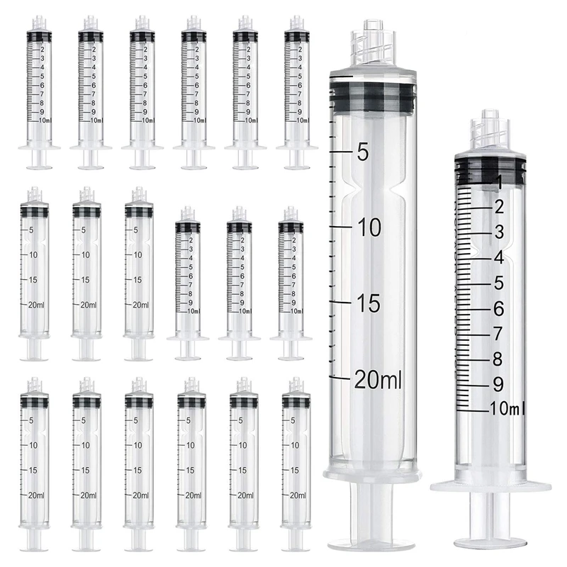 

20Pcs 10 Ml/20 Ml Luer Lock Syringe Plastic Syringes For Scientific Labs, Feeding Pets Animals, Oil Or Glue Applicator