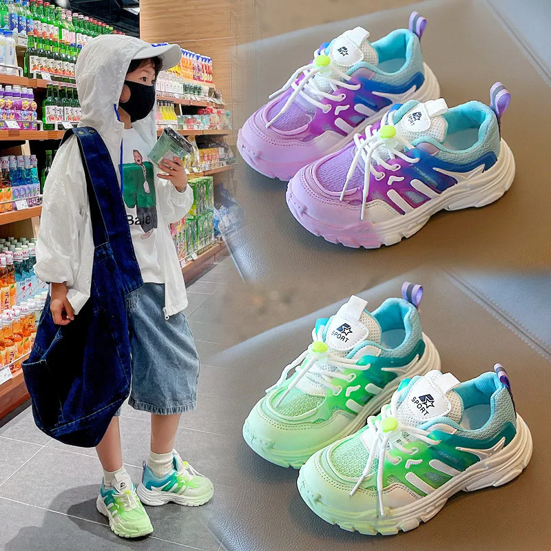 2022 Autumn Fashion Purple Platform Sports Shoes for Girls Outdoor Children's Sneakers Boys Breathable Kids Shoes basket enfant