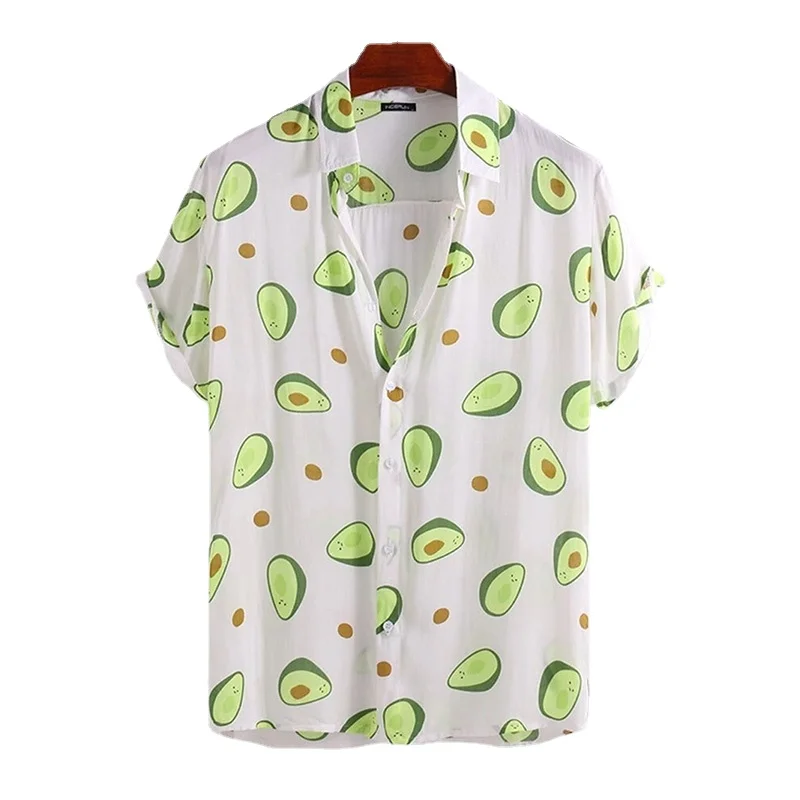 Men's Shirts Casual Beach Avocado Short Sleeve Shirt Southeast Asia Comfortable Shirt Spring and Summer Print Casual Shirts