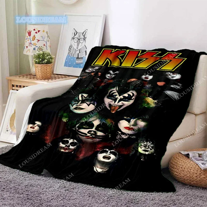 

Rock band kiss Throw Blanket Soft Flannel Thin Blankets for Bed Sofa Cover Bedspread Home Deco picnic blanket noon break