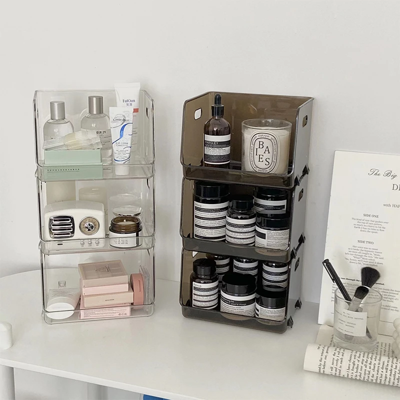 ins прозрачная штабелируемая стойка для хранения косметики для масок простой ящик для хранения мусора из чашек вместительная стойка для хра...