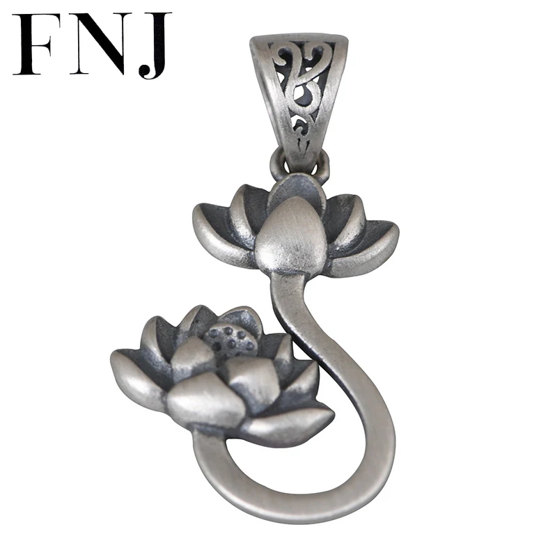 

FNJ подвеска ввиде цветка лотоса 925 Серебряные Оригинальные кулоны из чистого серебра S925 для изготовления ювелирных изделий для женщин