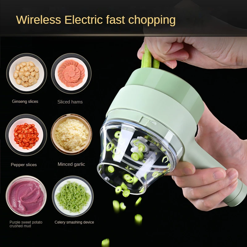 

4In1 Multifunctional Electric Vegetable Cutter Slicer Garlic Mud Masher Garlic Chopper Chili Crusher Pressing Mixer Machine