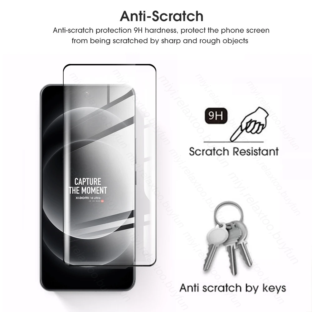 Для Xiaomi 14 Ultra 5G Glass 3 шт. 19D изогнутое закаленное стекло Mi14 защита для экрана Xiaomi14 Pro