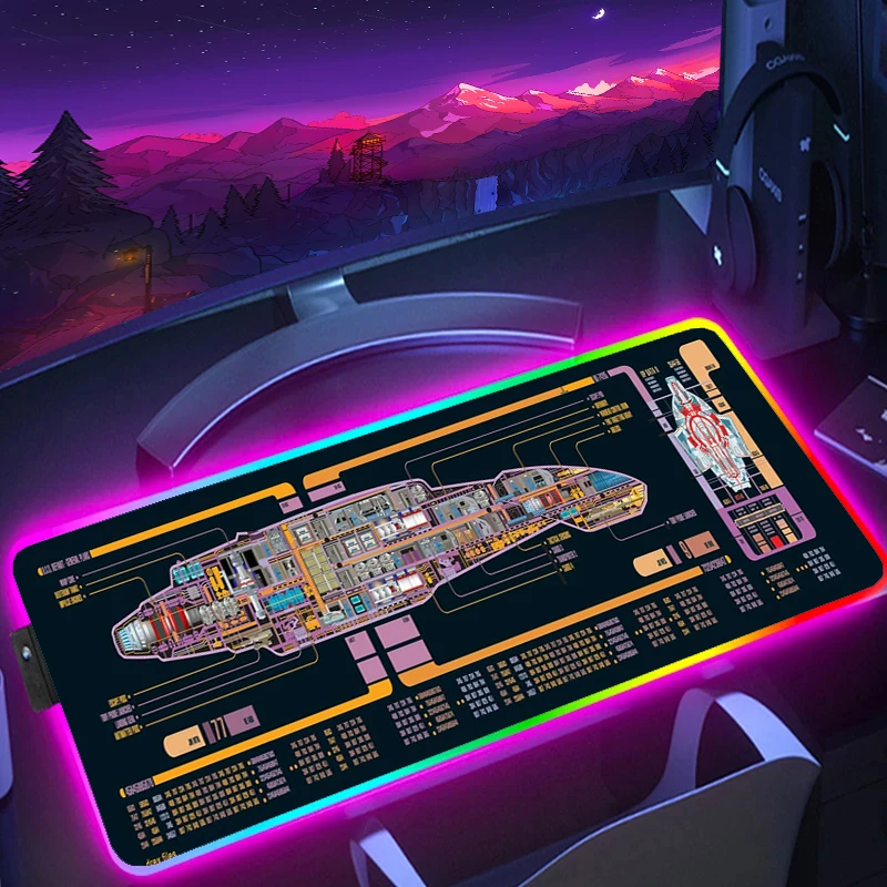 

Spacecraft HD Print Mouse Mat RGB Gaming Mouse Pad Gamer Locking Edge Computer Mousepad LED Large Rubber Keyboard Mat Art Carpet
